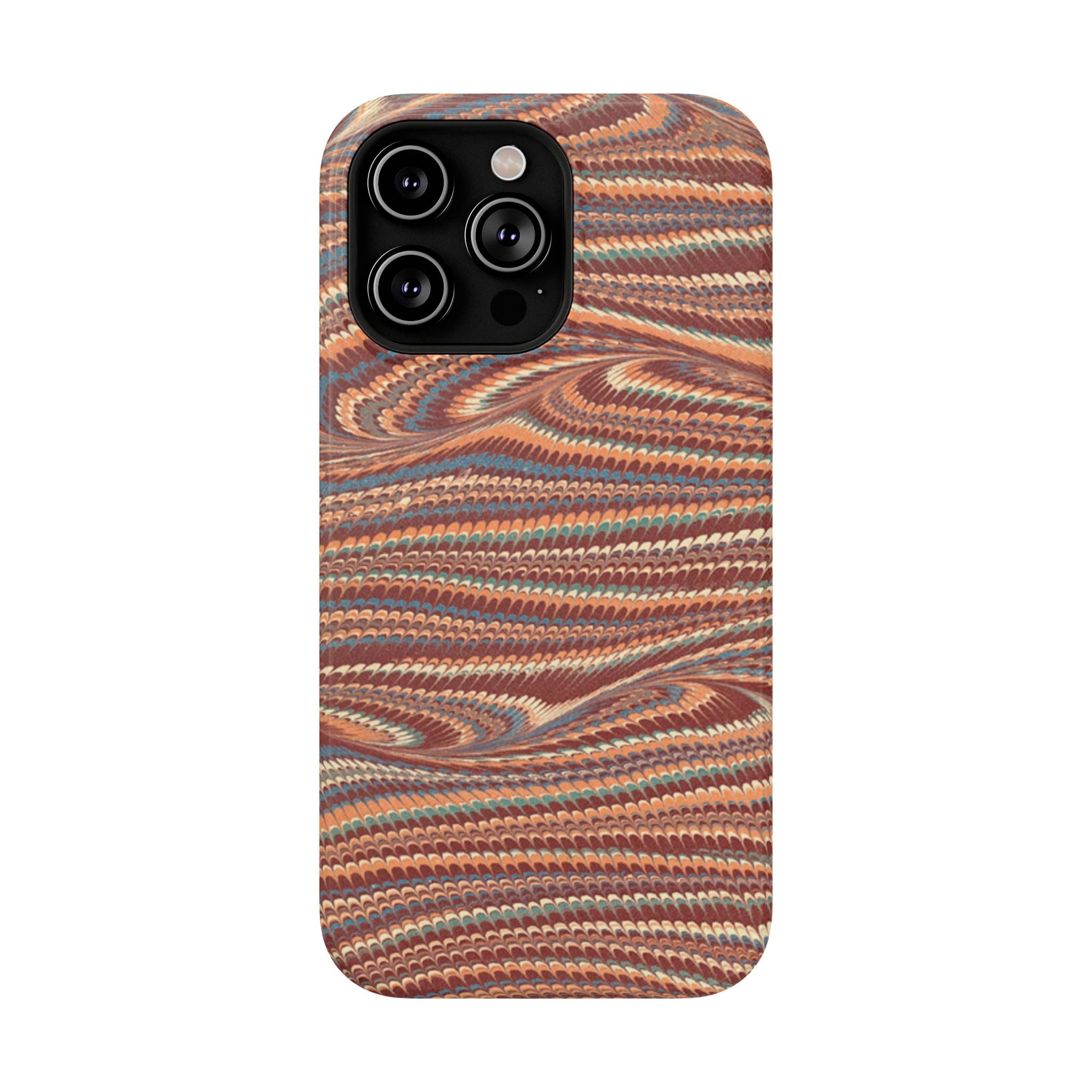 Neutrals Burgundy, Beige, Rust Hues Italian Vintage Marble Design Phone Case for Apple + Samsung