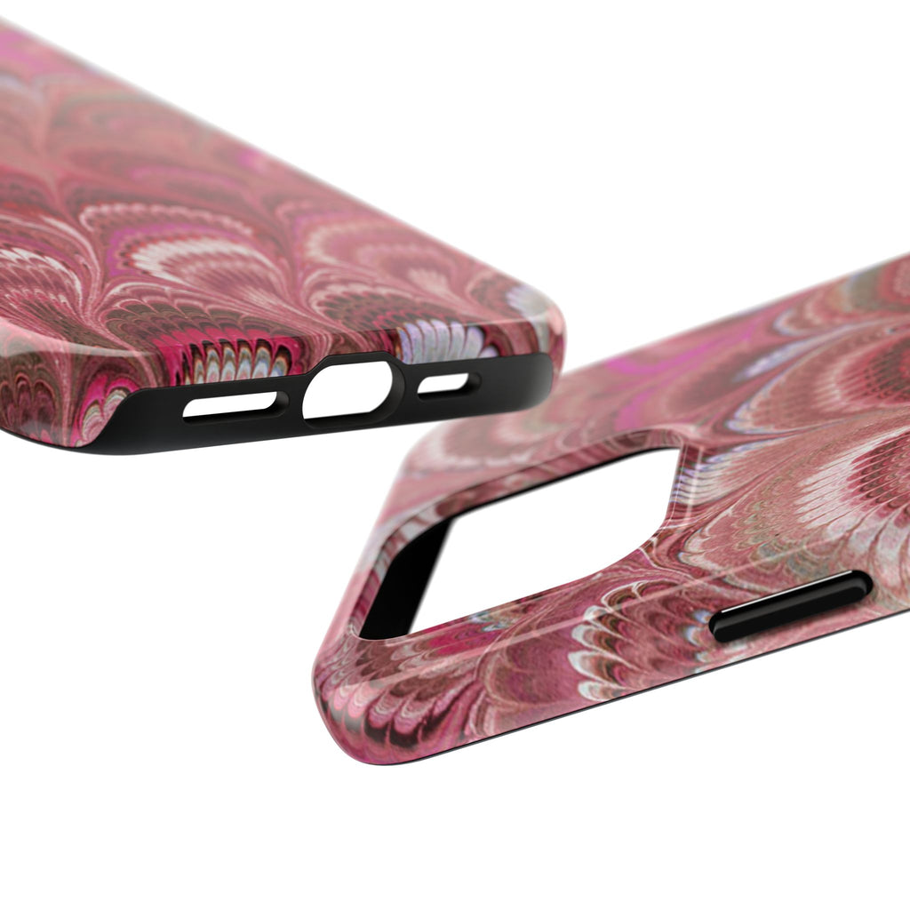 Pink Peacock Marble Italian Tough Phone Case — Durable Marbled Phone Case