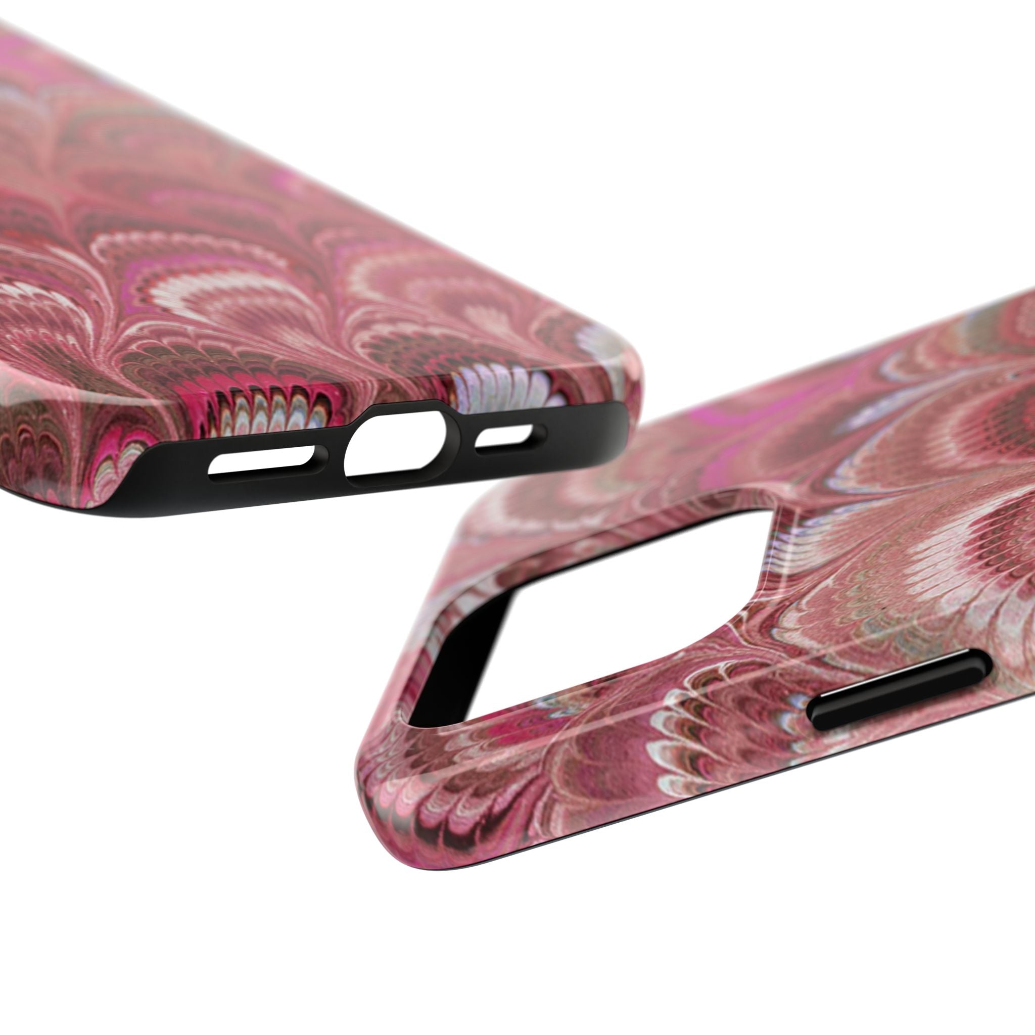 Pink Peacock Marble Italian Tough Phone Case — Durable Marbled Phone Case