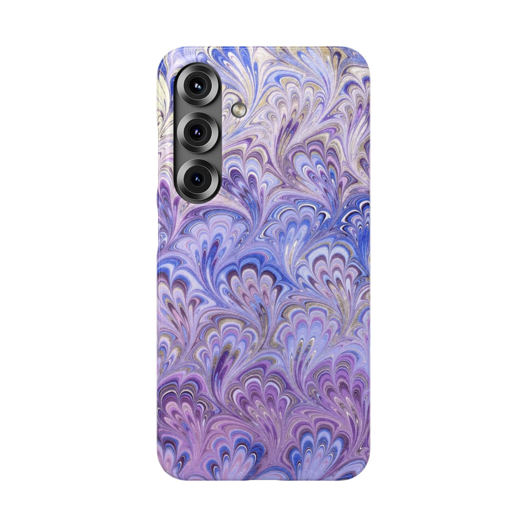 Marbled Feather Lavender + Purple Swirl - Single Layer Slim Phone Case