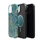 Aqua + Green Marble Phone Case - Impact-Resistant MAG SAFE - Dual Cover Design