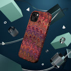 Mag Safe Marble iPhone Case - Red, Burgundy, Lavender & Gold Impact-Resistant