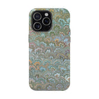 Green, Blue, + White Marbled Peacock - Dual Layer MAG SAFE Phone Case