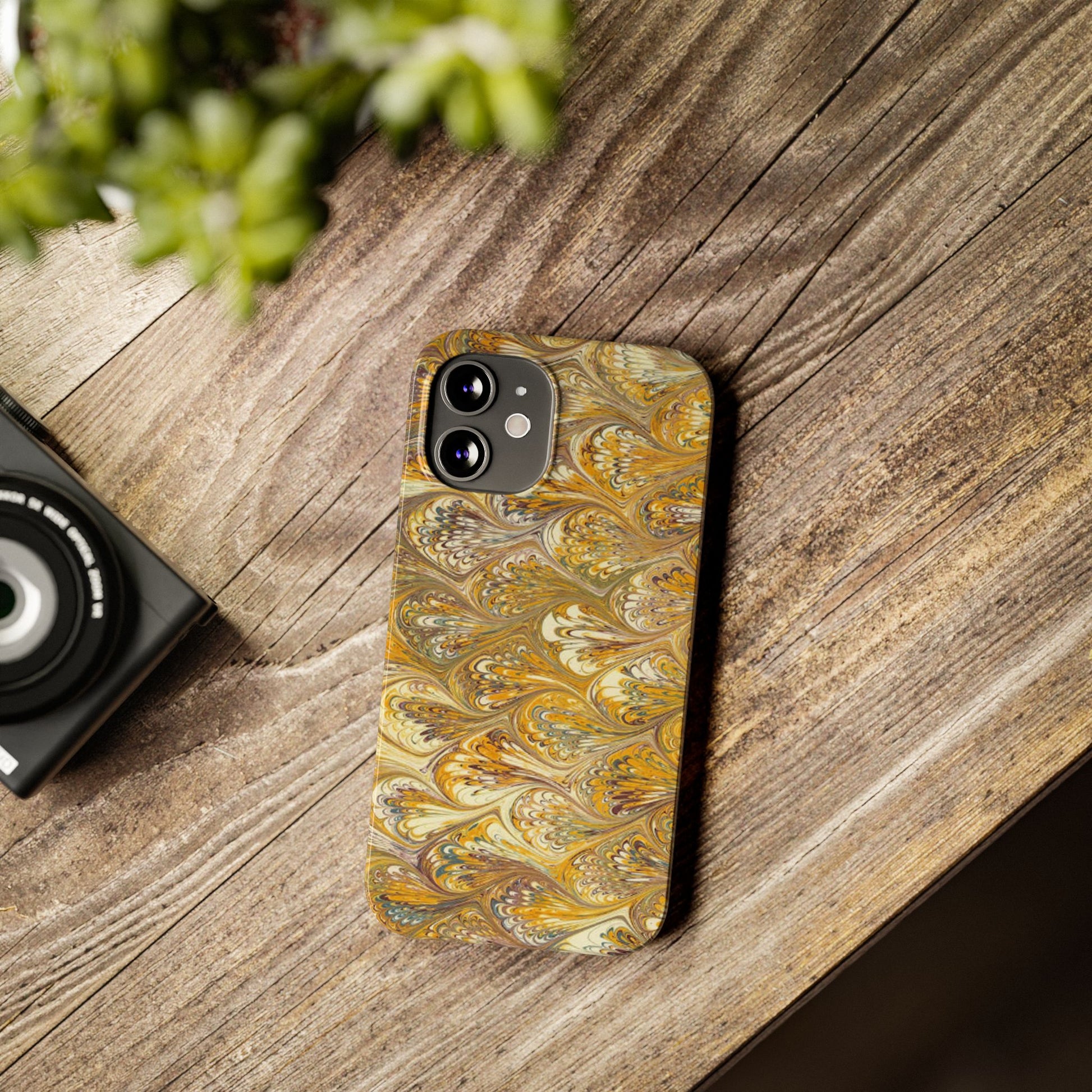 Golden Yellow Italian Marbled Designed, Slim Phone Cases, Case-Mate