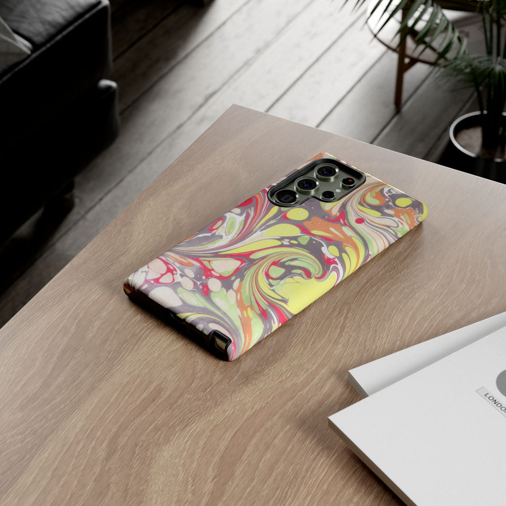 Yellow and Pink Swirl Marbled Italian Phone Case - Dual Layer - Matte or Glossy