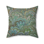 Green Peacock Square Throw Pillow includes Pillow, Hidden Zipper