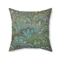 Large Green Peacock Square Throw Pillows includes Pillow, Hidden Zipper 20"x20" - Set of Two