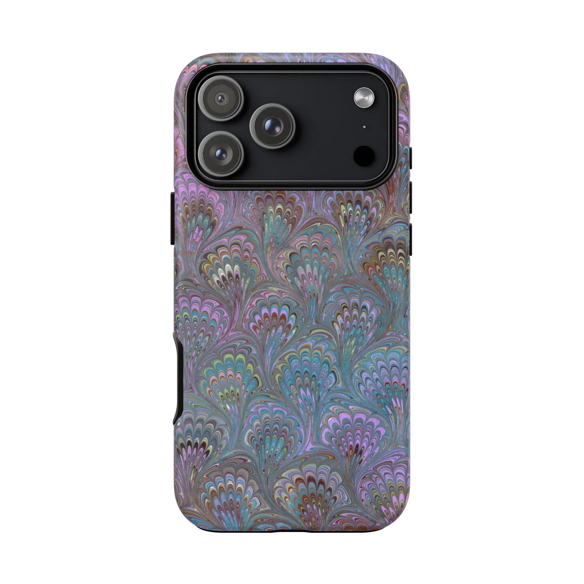 Lavender Marbled Peacock Durable Phone Case - Matte or Glossy