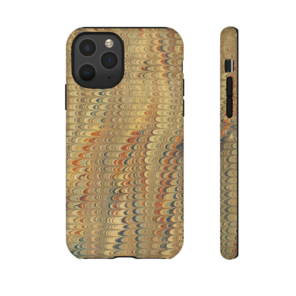 Beige and Blue Marbled Durable Phone Case - Dual Layer - Matte or Glossy