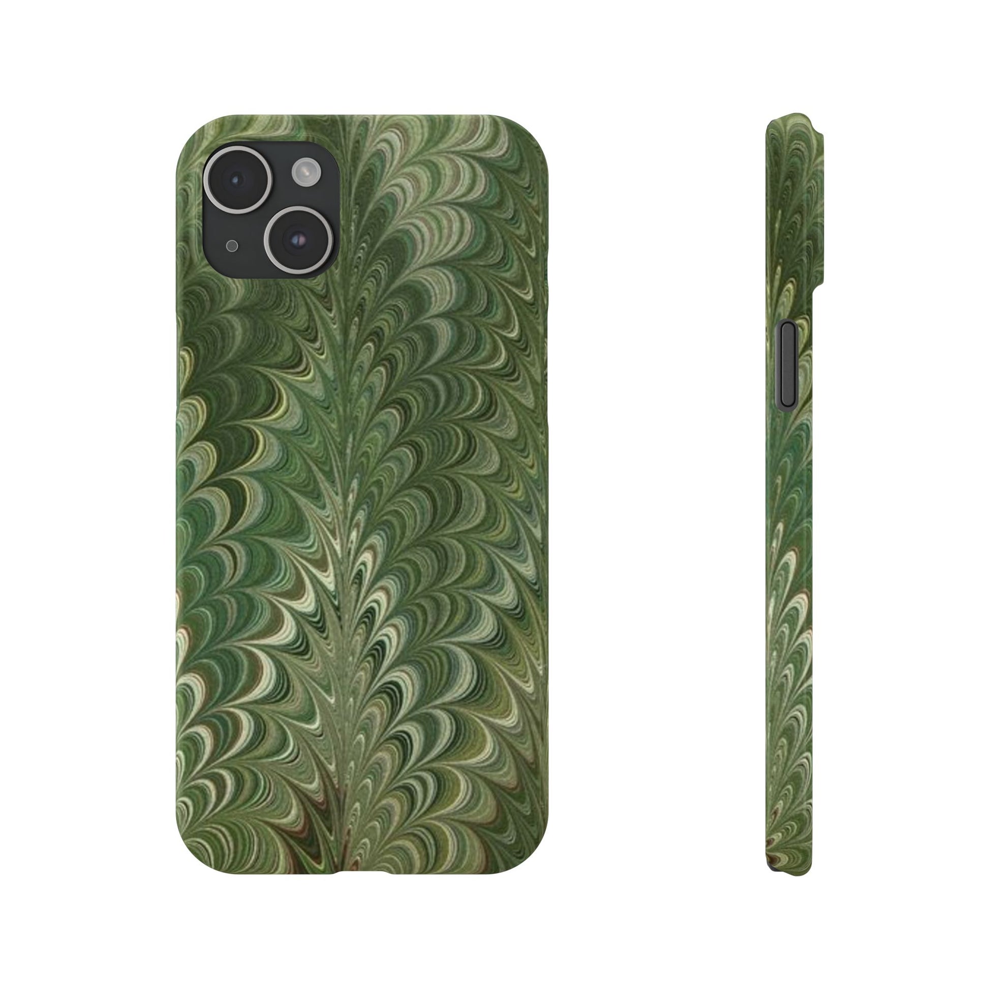 Deep Green Hues of Italian Hand-Painted, Vintage Marbled Paper from Italy Designed Phone Case, iPhone16 Case and all iPhone Cases