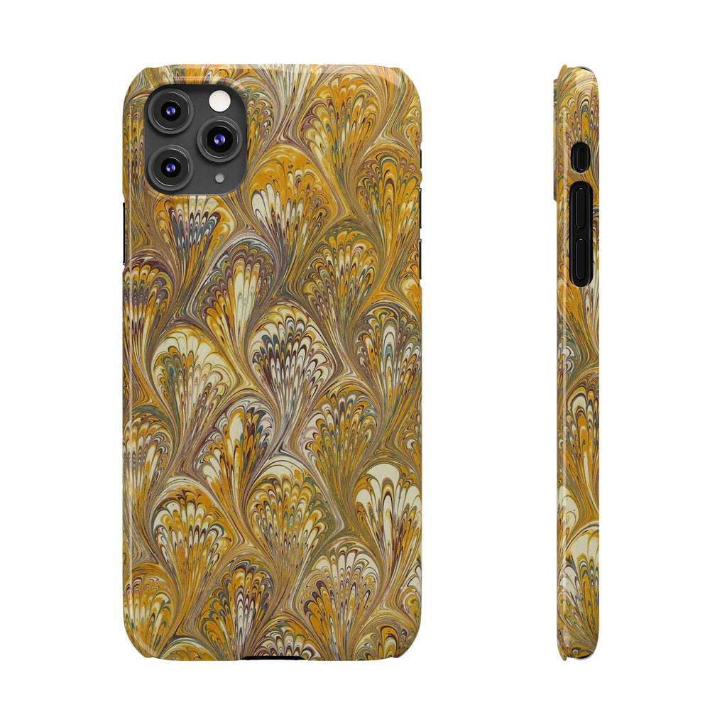 Golden Yelllow Hand-Marbled Florentine Italian Phone Case for iPhone 17 and all sizes