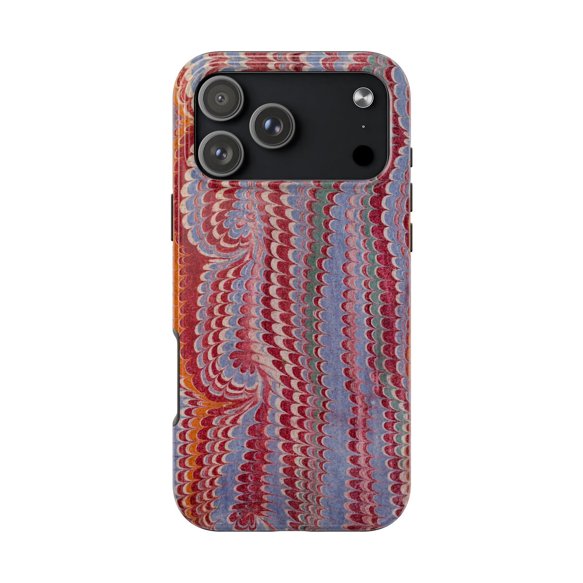 Burgundy + Lavender Swirls Peacock Marbled Tough Phone Case - Dual Layer