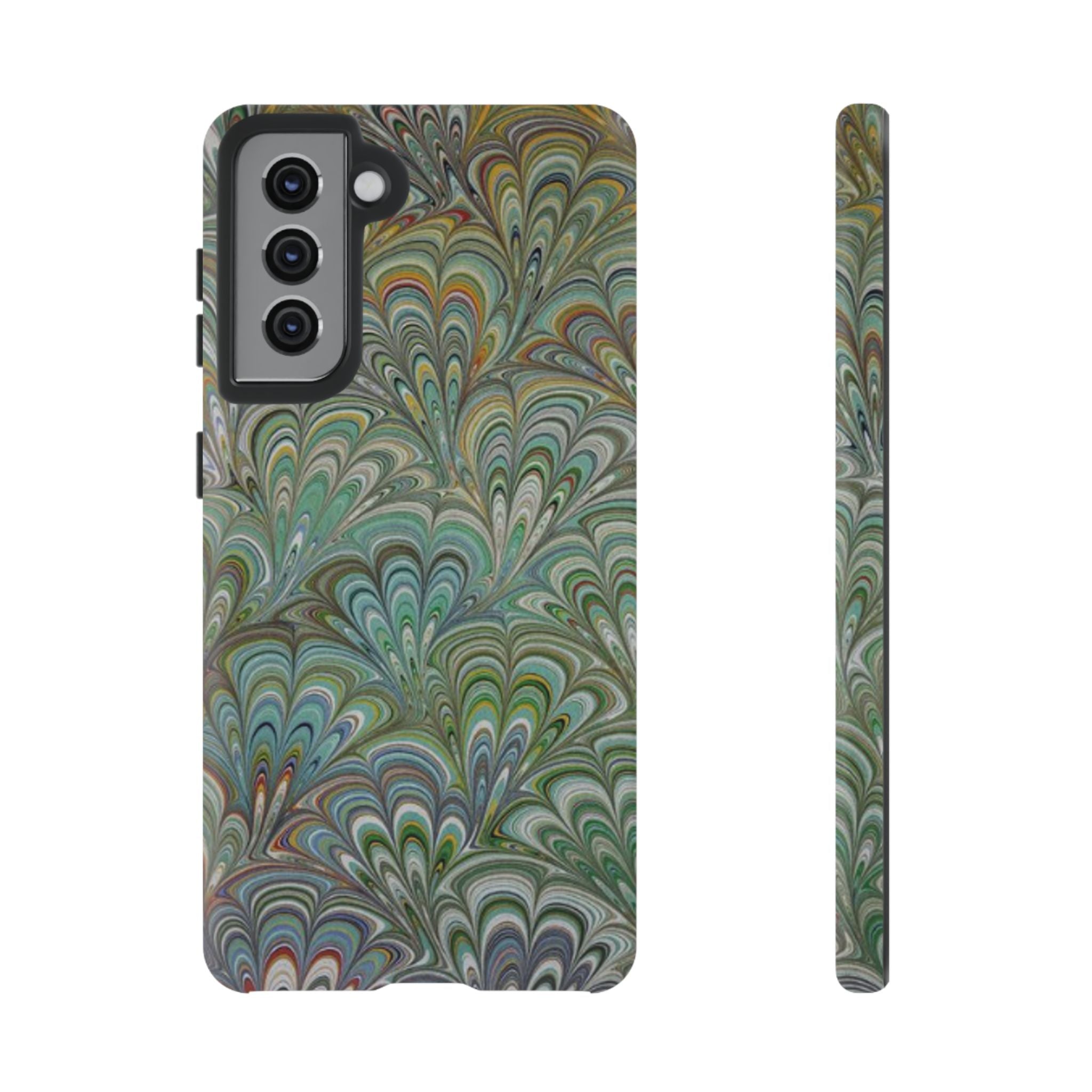 Green Peacock Marbled Phone Case — "Tough Cases" Ultra-Tough Protective Cover