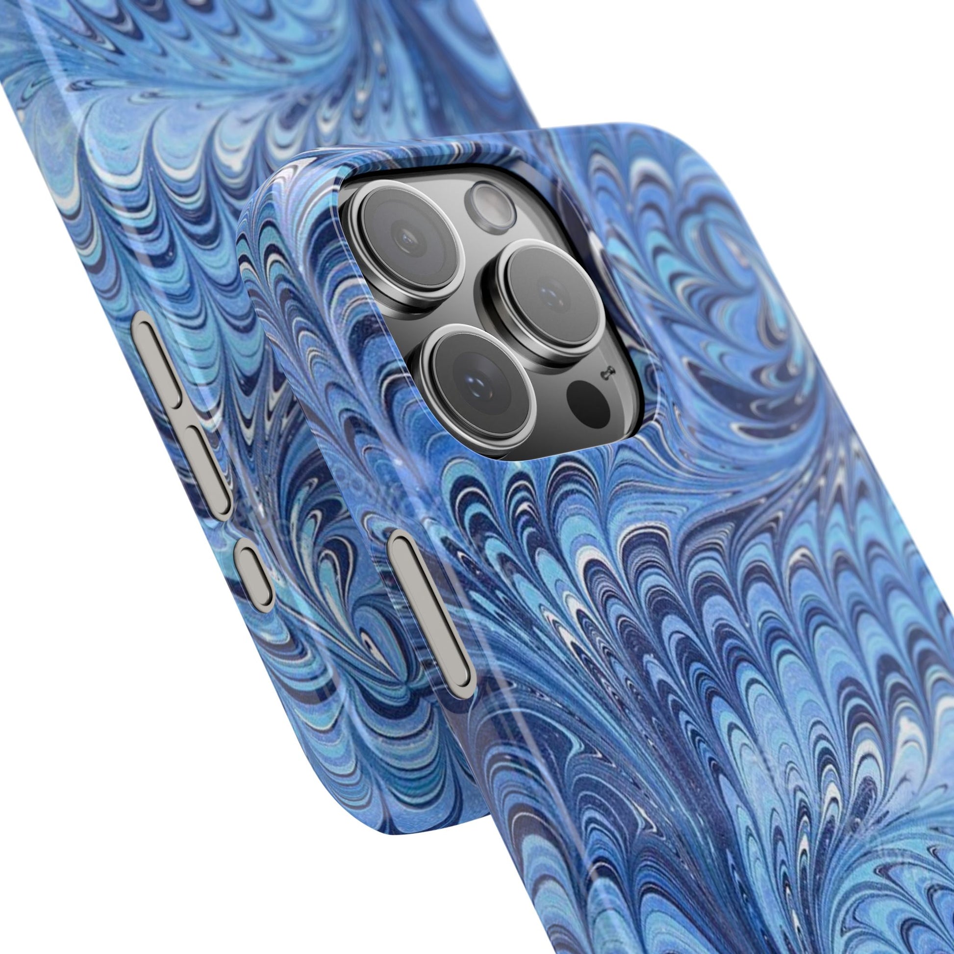 Blue Italian Marbled Design, Green and Blue Pallet, Slim Phone Case