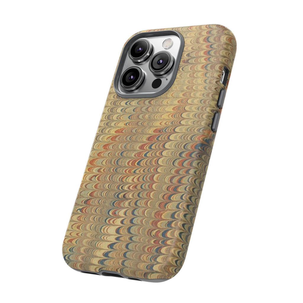 Beige and Blue Marbled Durable Phone Case - Dual Layer - Matte or Glossy