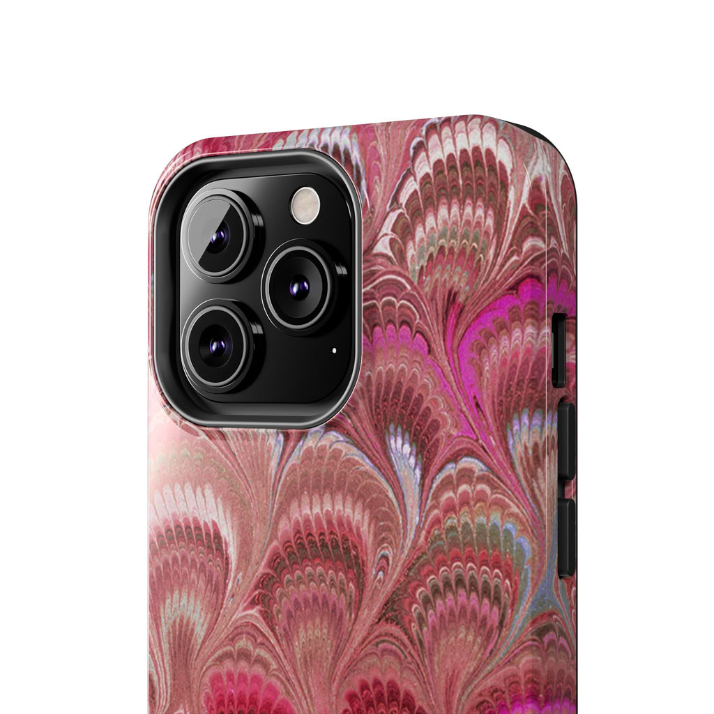 Pink Peacock Marble Italian Tough Phone Case — Durable Marbled Phone Case