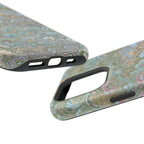 Green, Blue, + White Marbled Peacock - Dual Layer MAG SAFE Phone Case