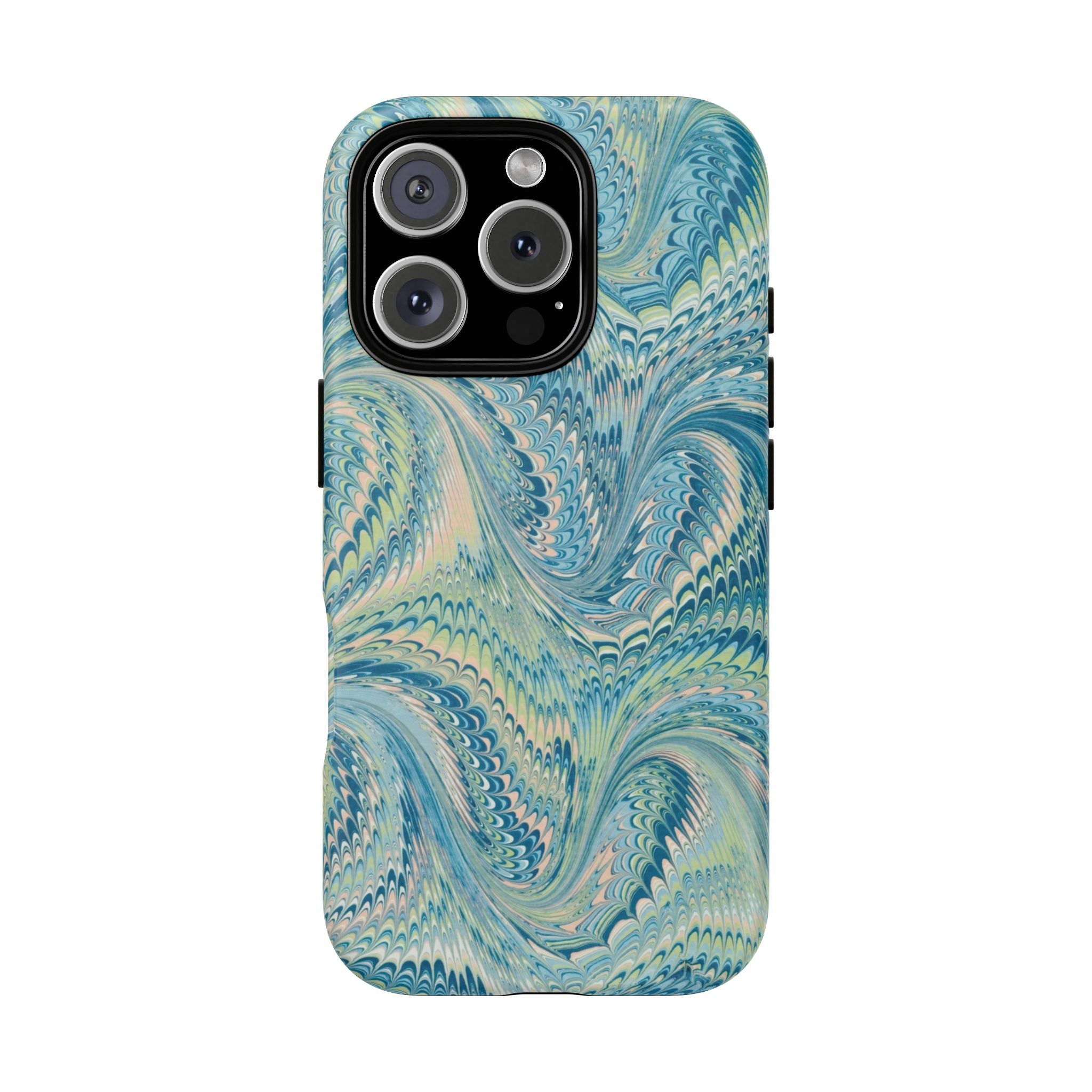 Aqua + Green Marble Phone Case - Impact-Resistant Durable - Dual Cover Design