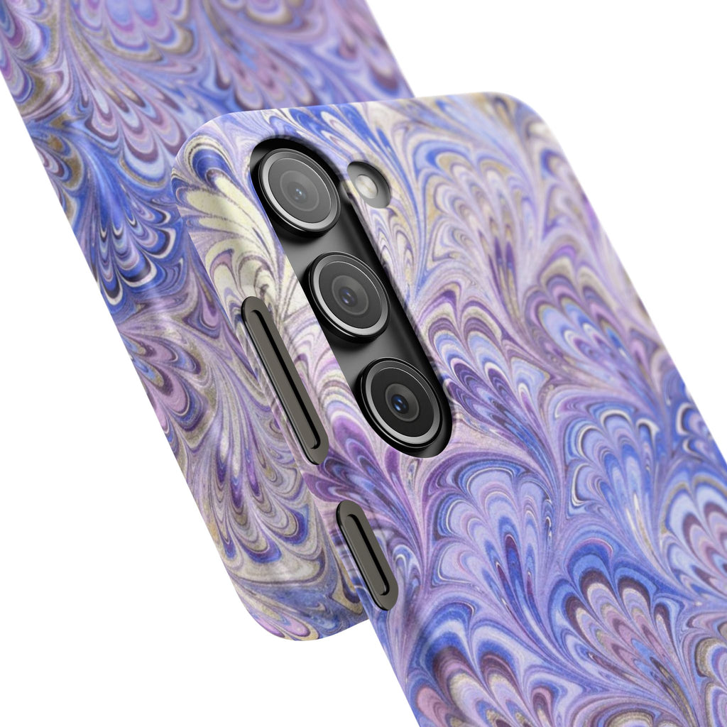 Marbled Feather Lavender + Purple Swirl - Single Layer Slim Phone Case