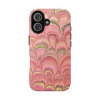 Dusty Pink Florentine Marbled Peacock Feather Dual Layer Protective iPhone Cover - New FALL Favorite