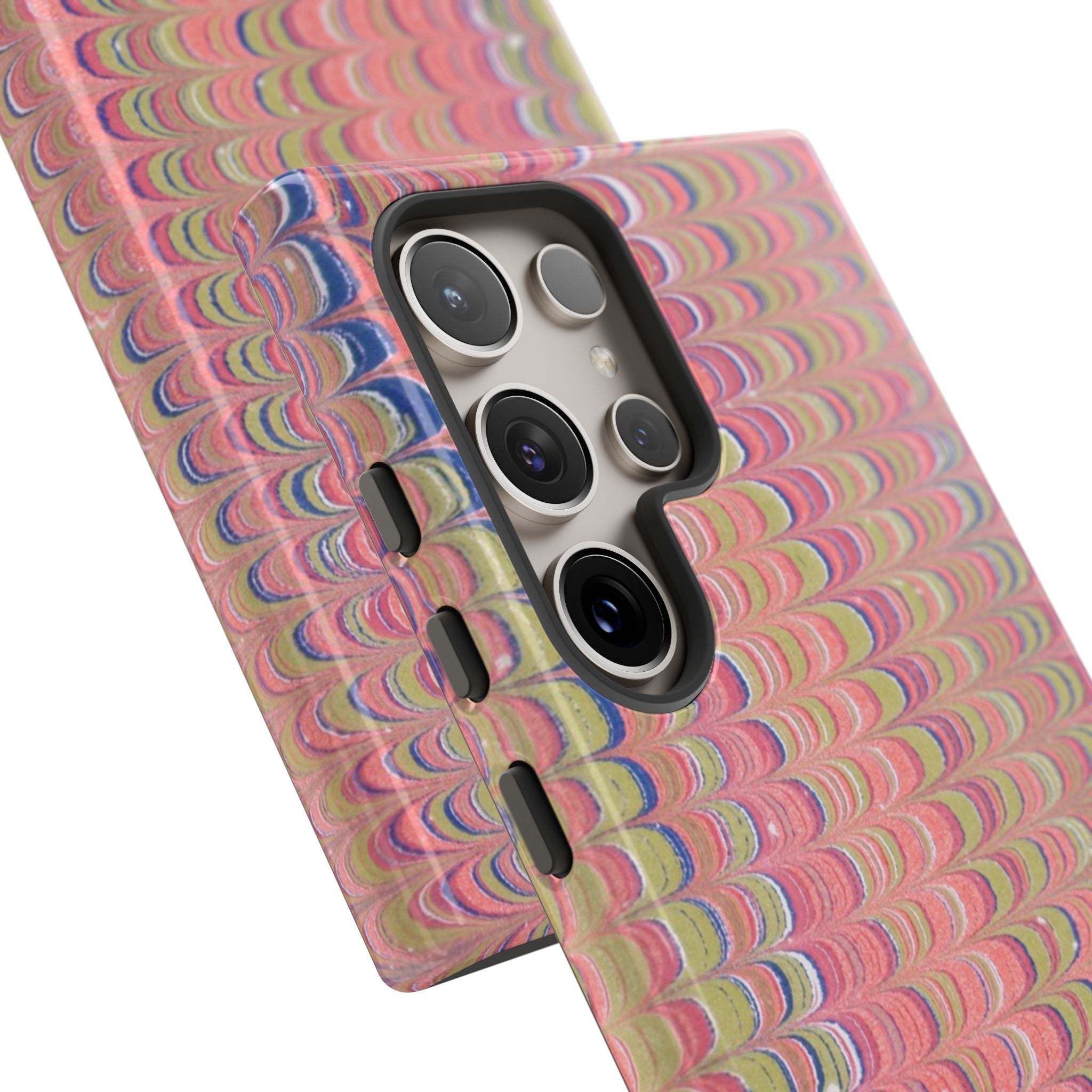 Pink Pastels Feather Marbled Vintage Design iPhone 16 + Samsung + Apple + Google - all models