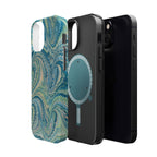 Aqua + Green Marble Phone Case - Impact-Resistant MAG SAFE - Dual Cover Design