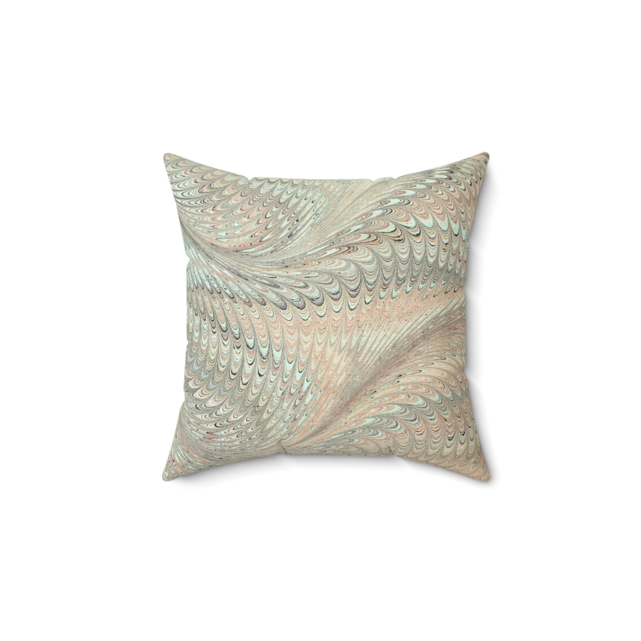 ITALIAN MARBLE Mint Green and Beige Square Pillow includes Pillow, Hidden Zipper