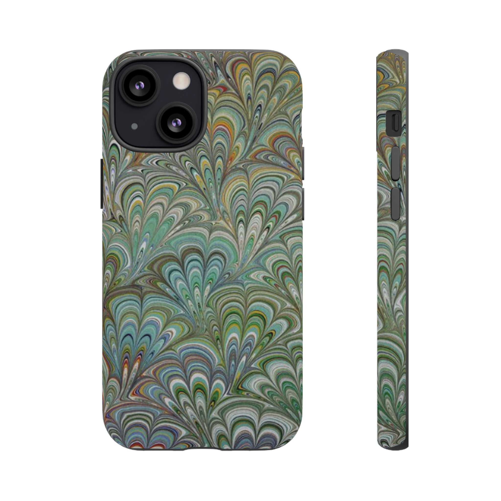 Green Peacock Marbled Phone Case — "Tough Cases" Ultra-Tough Protective Cover