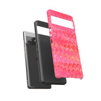 Pink and Gold Marbled Peacock Durable Phone Case - Olive Green and Brown - Matte or Glossy