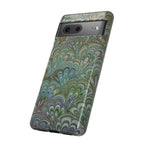 Green Marbled Peacock Durable Phone Case - Matte or Glossy