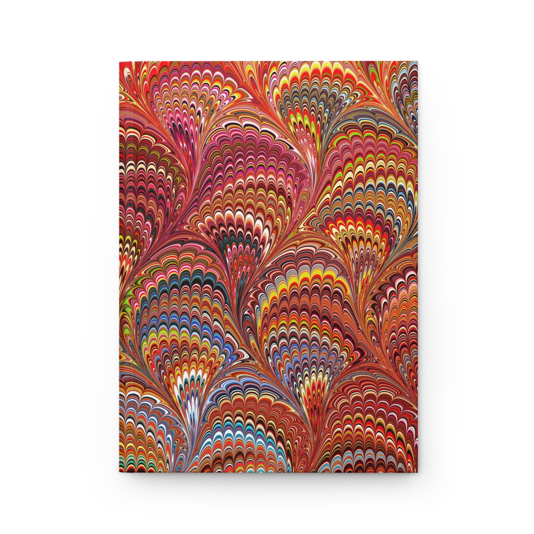 Red Vintage Italian Feather Marble Design Hardcover Journal Matte
