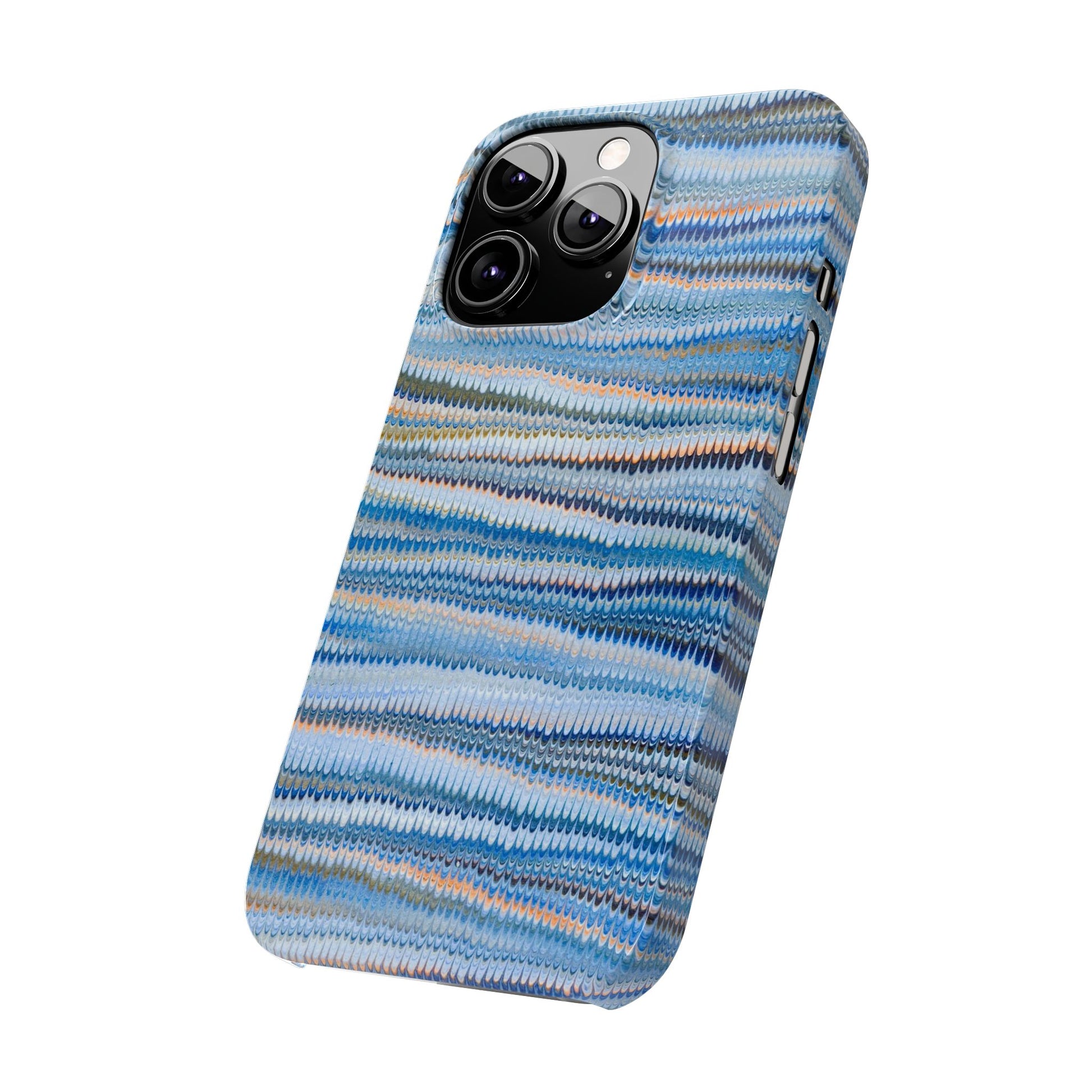Blue Italian Hand-Painted and Vintage Marbled Inspired Paper Design, Italy Feather Phone Case, iPhone15 Case and all iPhone Case Sizes