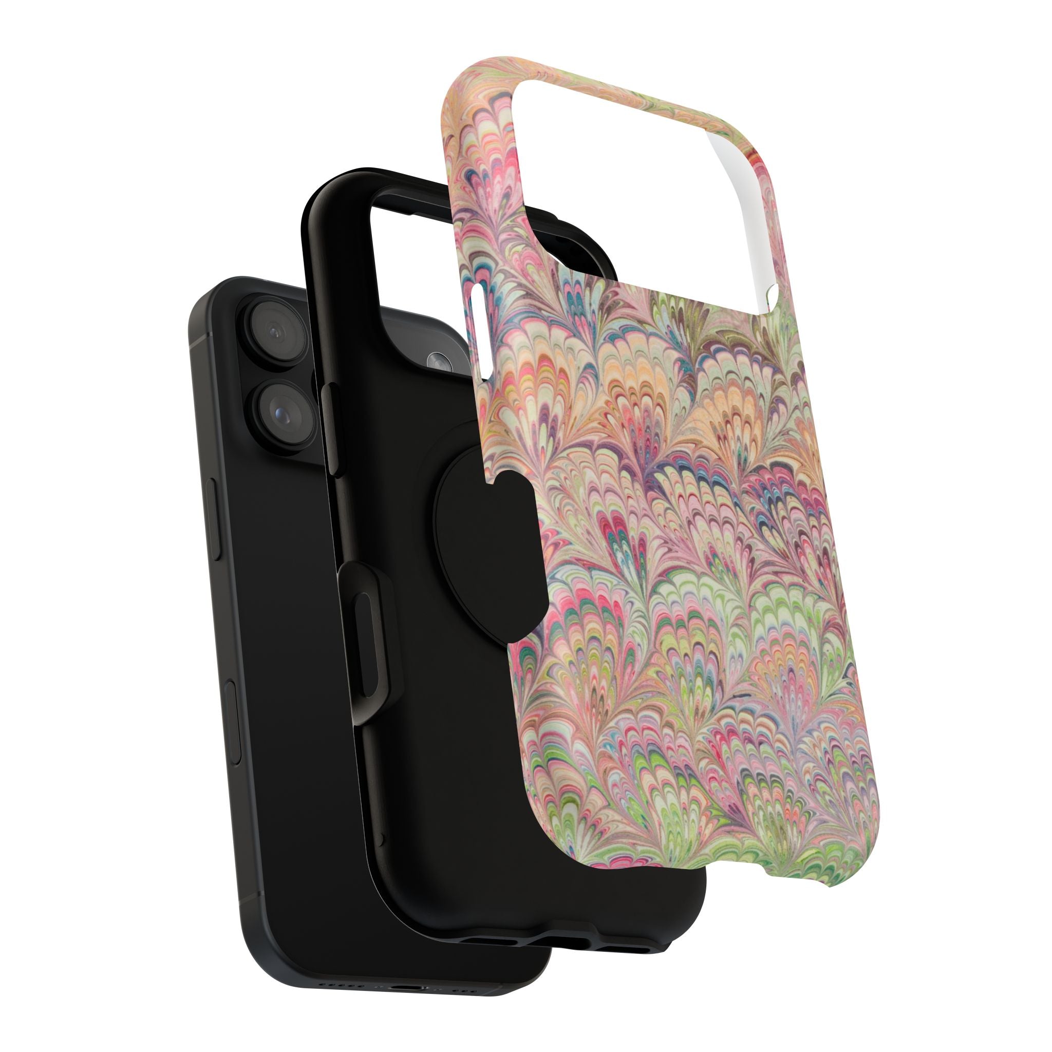 Marbled Pastel Pink and Green Impact-Resistant Phone Case for Apple + Samsung