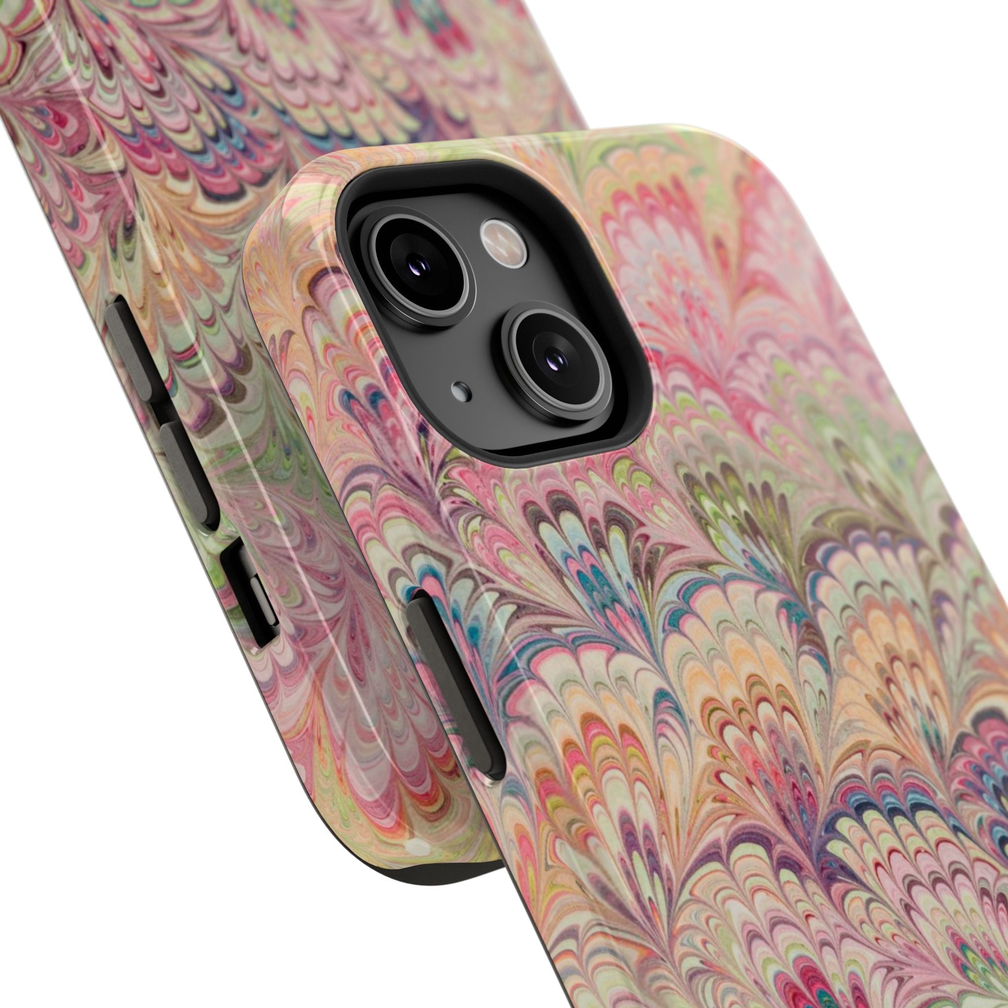 Marbled Pastel Pink and Green Impact-Resistant Phone Case for Apple + Samsung