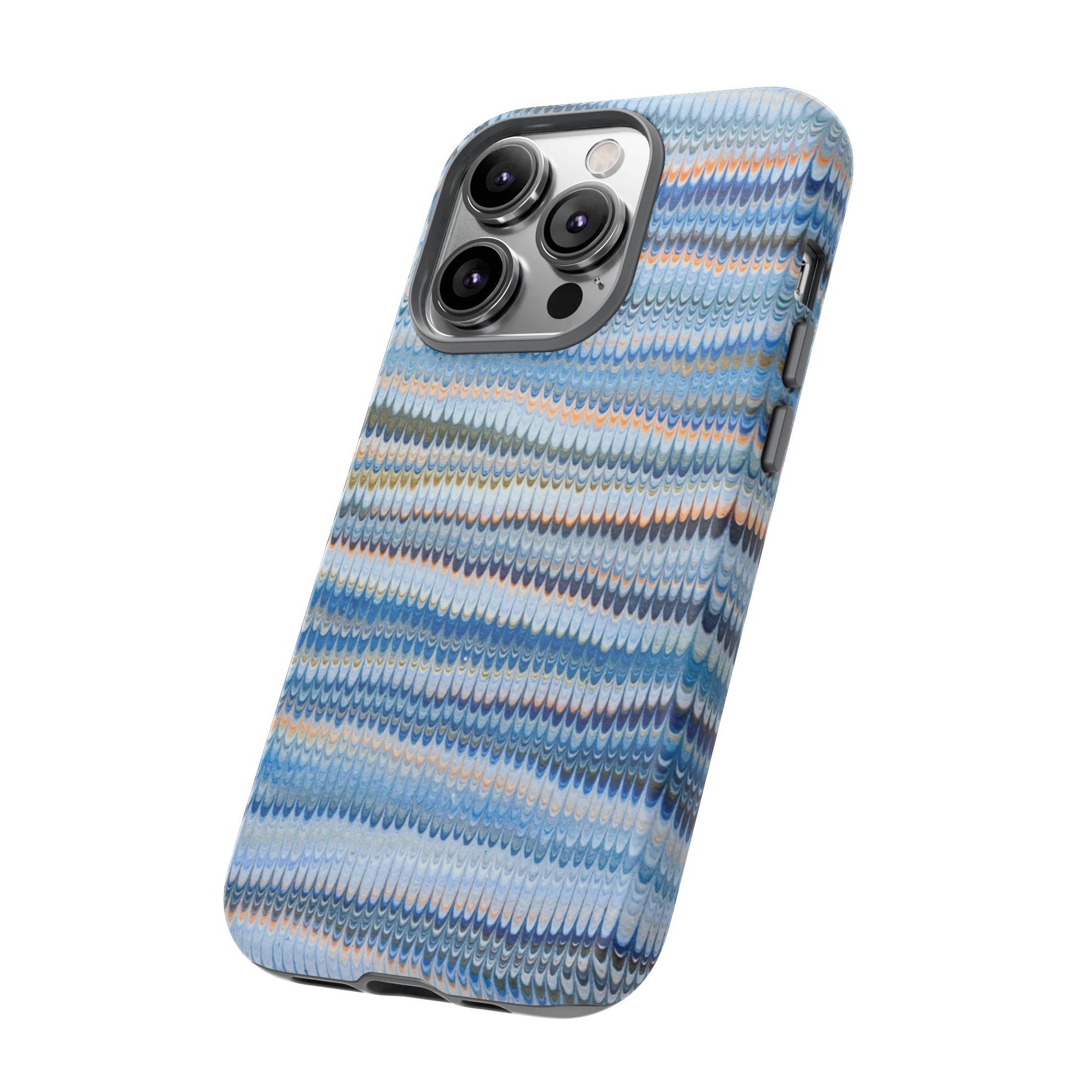 Blue Marbled Phone Cases iPhone 16 + Samsung + Apple + Google - all models, Vintage Marbled Design - Tough Cases