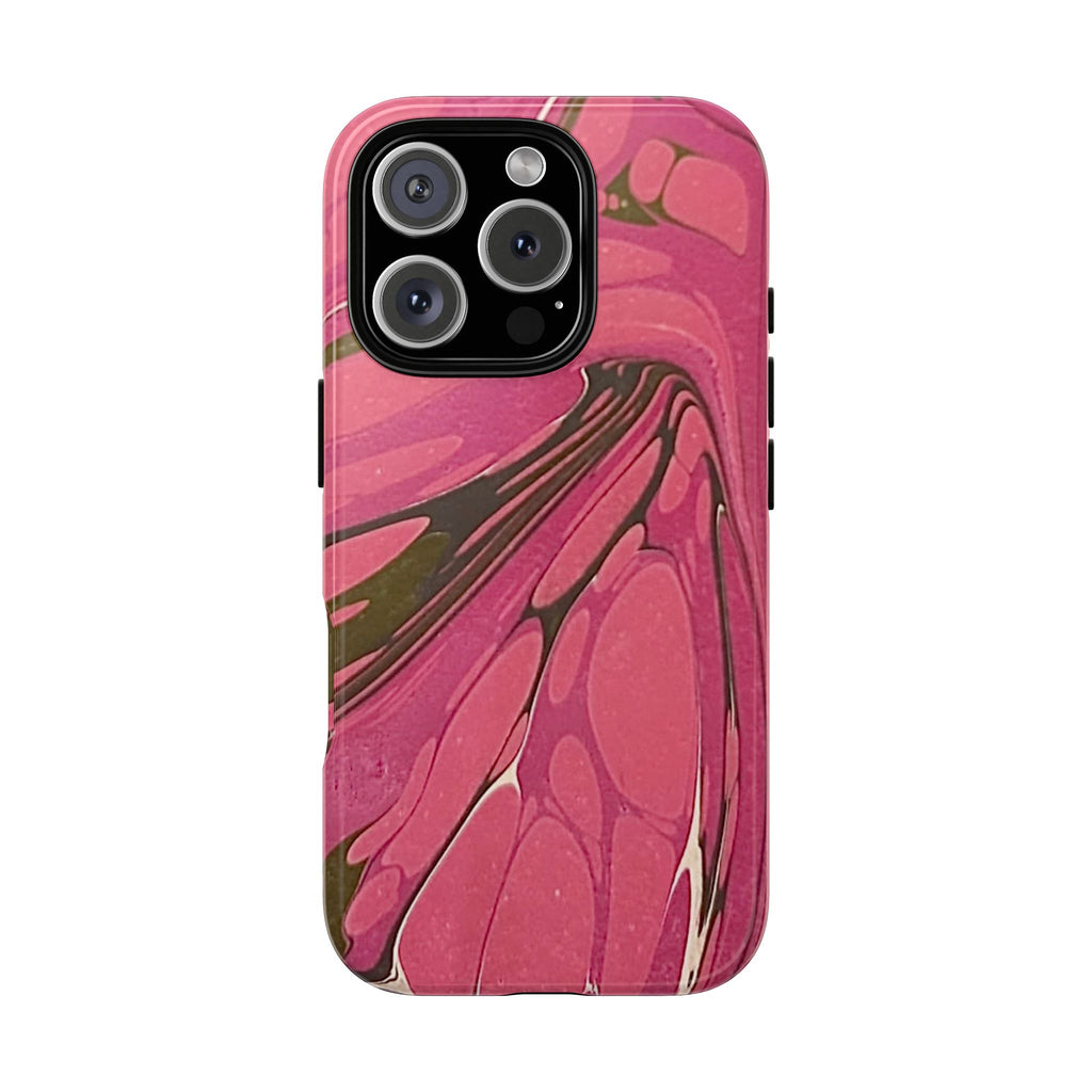 Pink and Olive Marbled Durable Phone Case - Dual Layer - Matte or Glossy