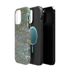 Green, Blue, + White Marbled Peacock - Dual Layer MAG SAFE Phone Case