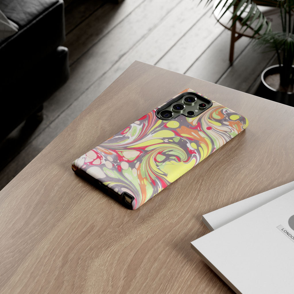 Yellow and Pink Swirl Marbled Italian Phone Case - Dual Layer - Matte or Glossy