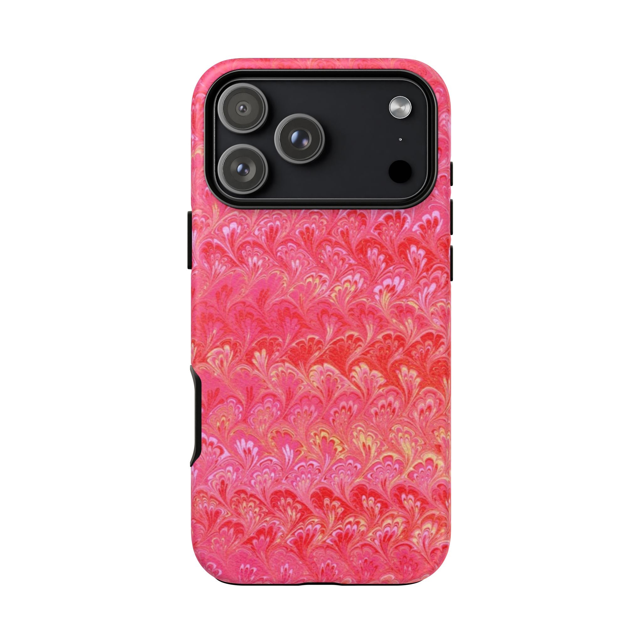 Pink and Gold Marbled Peacock Durable Phone Case - Olive Green and Brown - Matte or Glossy