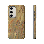 Beige and Blue Marbled Durable Phone Case - Dual Layer - Matte or Glossy