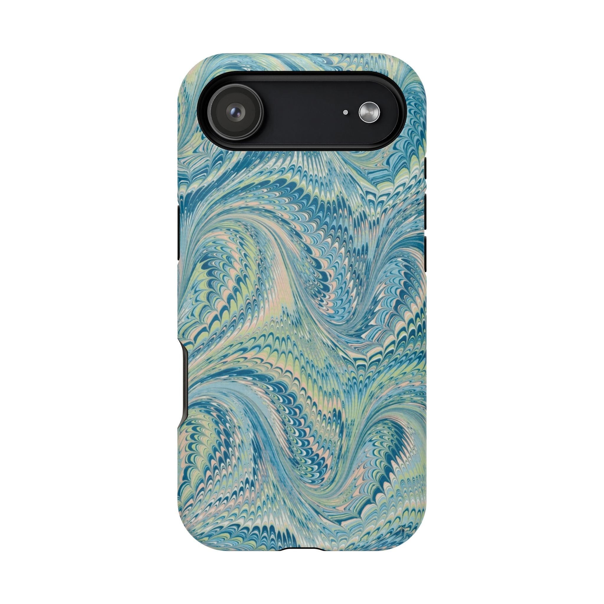 Aqua + Green Marble Phone Case - Impact-Resistant MAG SAFE - Dual Cover Design