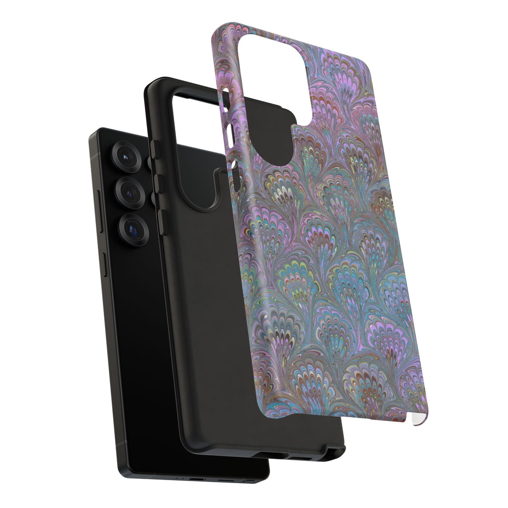 Lavender Marbled Peacock Durable Phone Case - Matte or Glossy