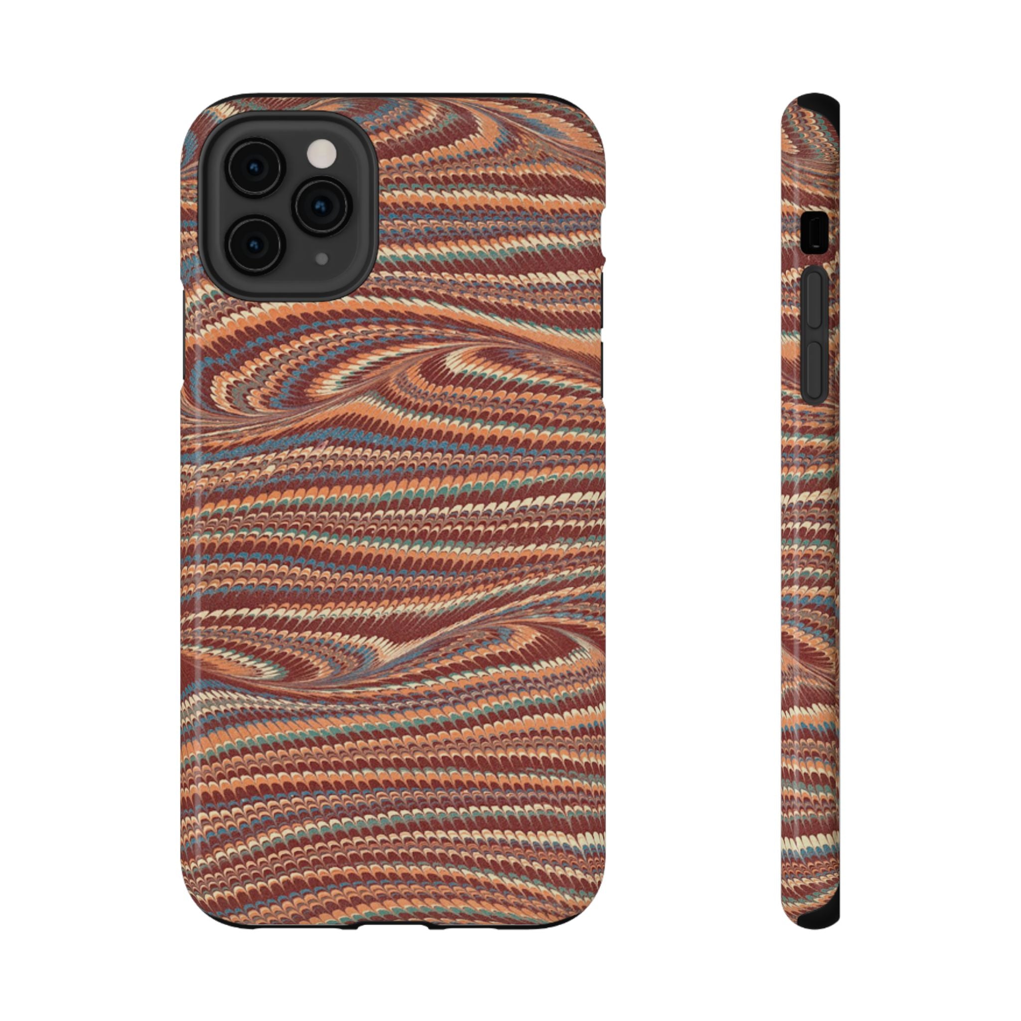 Neutrals Burgundy, Beige, Rust Hues Italian Vintage Marble Design Phone Case for Apple + Samsung