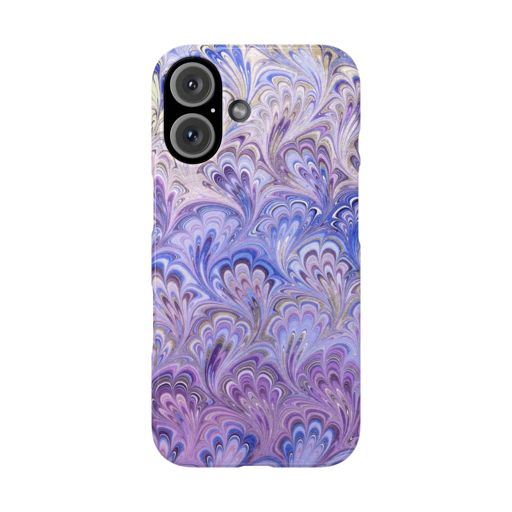 Marbled Feather Lavender + Purple Swirl - Single Layer Slim Phone Case