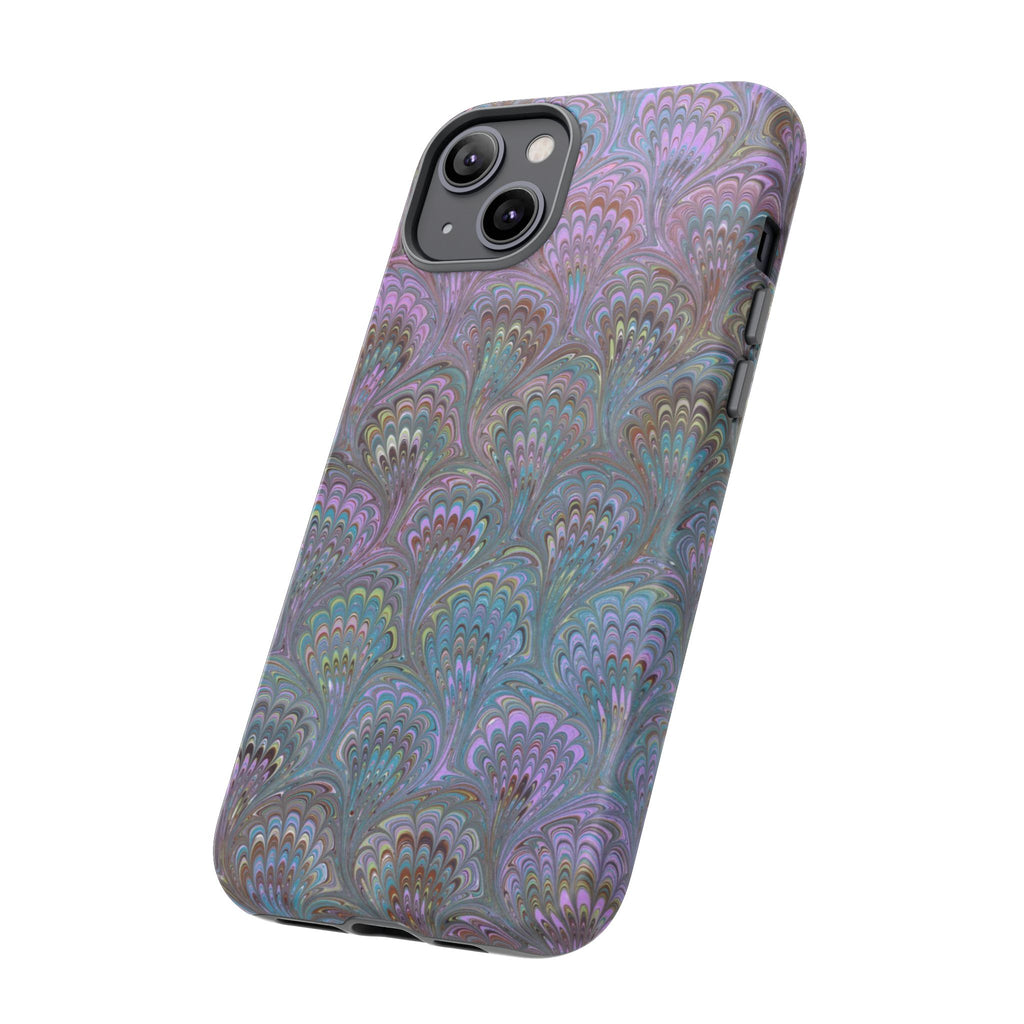 Lavender Marbled Peacock Durable Phone Case - Matte or Glossy