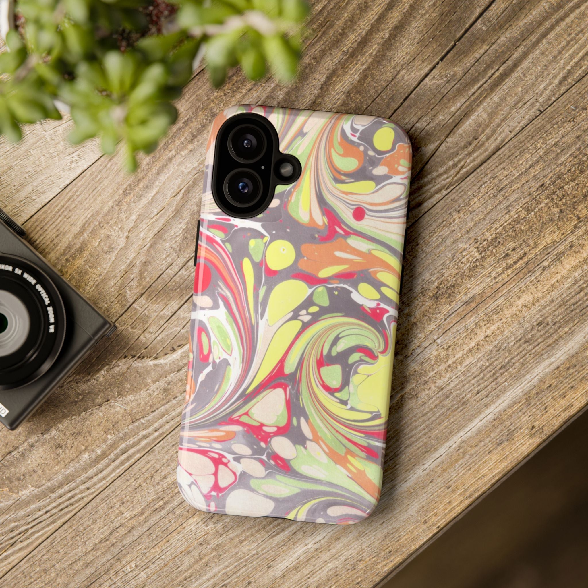 Yellow and Pink Swirl Marbled Italian Phone Case - Dual Layer - Matte or Glossy