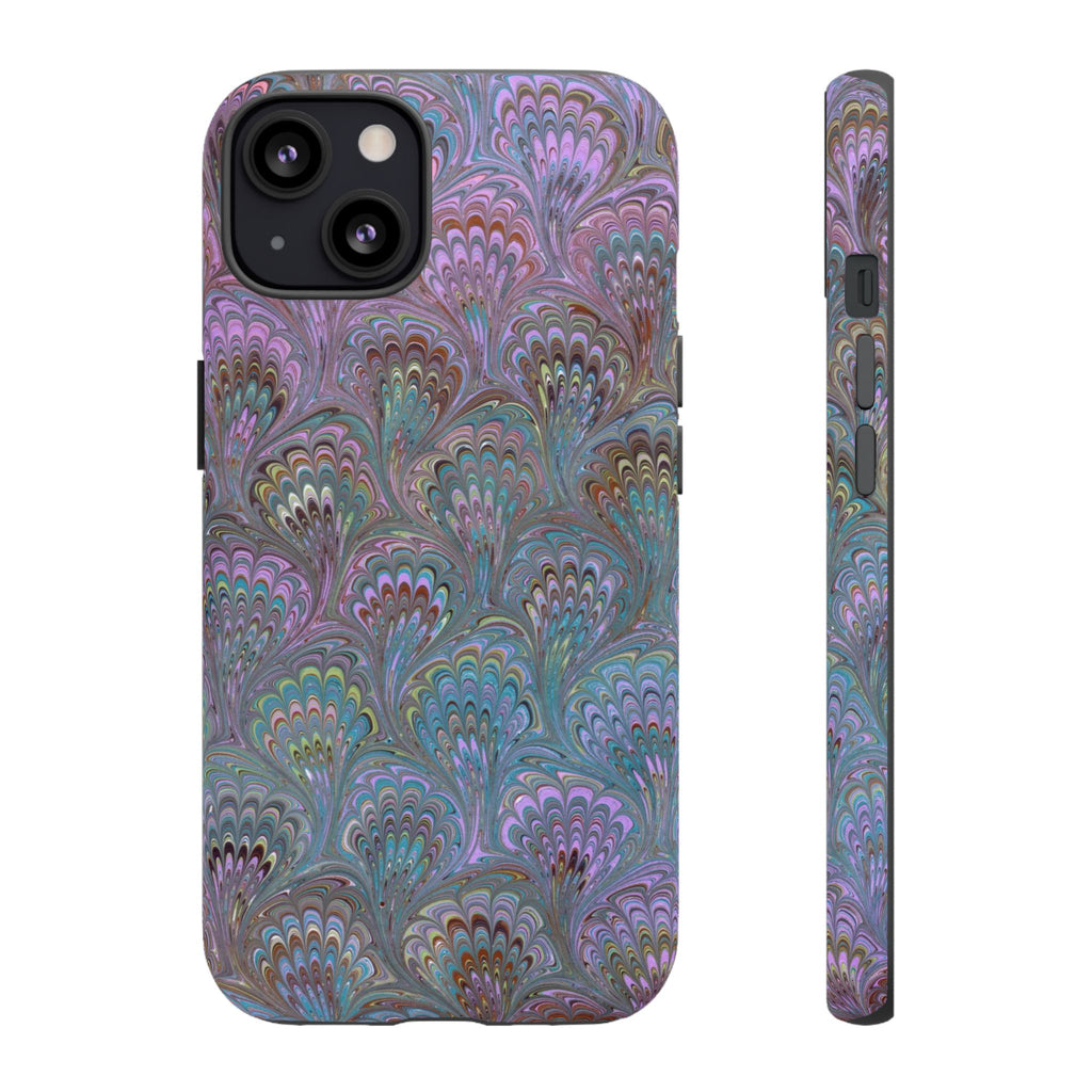 Lavender Marbled Peacock Durable Phone Case - Matte or Glossy