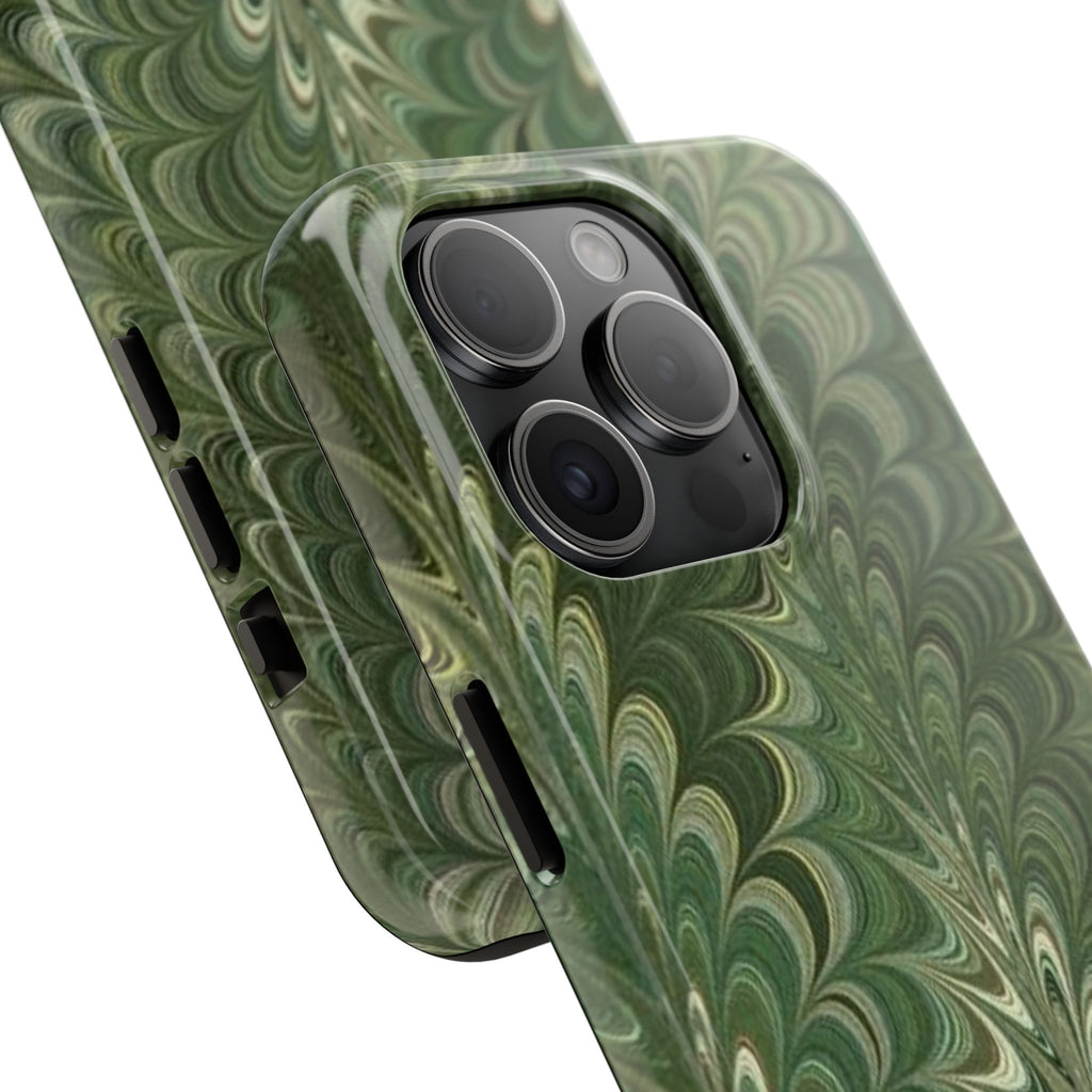 Deep Green Marble Italian Tough Phone Case — Durable Marbled Phone Case