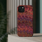 Mag Safe Marble iPhone Case - Red, Burgundy, Lavender & Gold Impact-Resistant