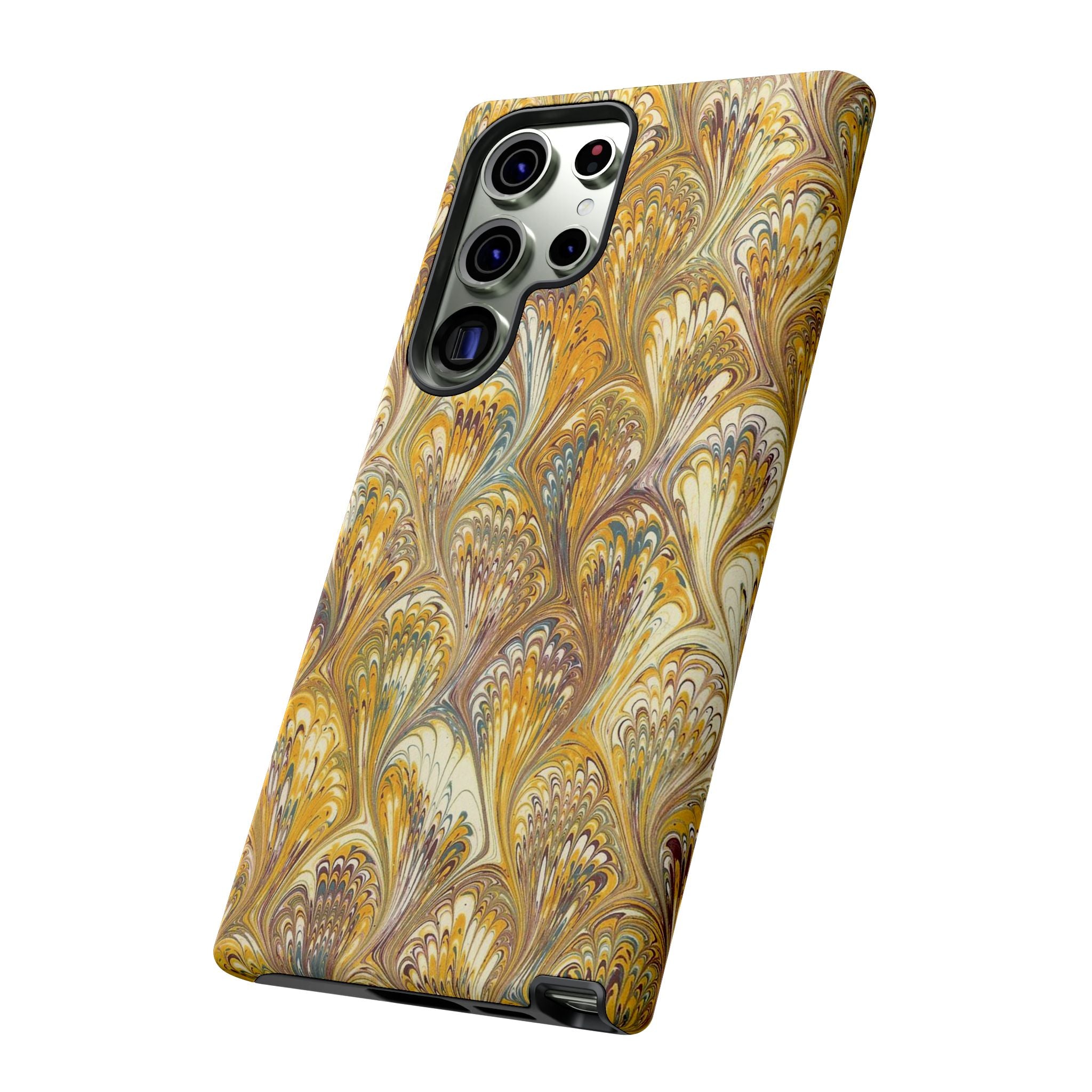Golden Yellow Marbled Italian Phone Case - Dual Layer - Matte or Glossy